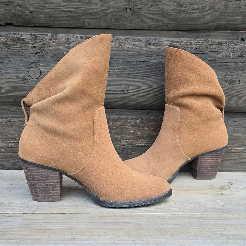 Nine West Frassie Western Boho, Suede Block Heel, Comfort Bootie 8.5M - Picture 4 of 12